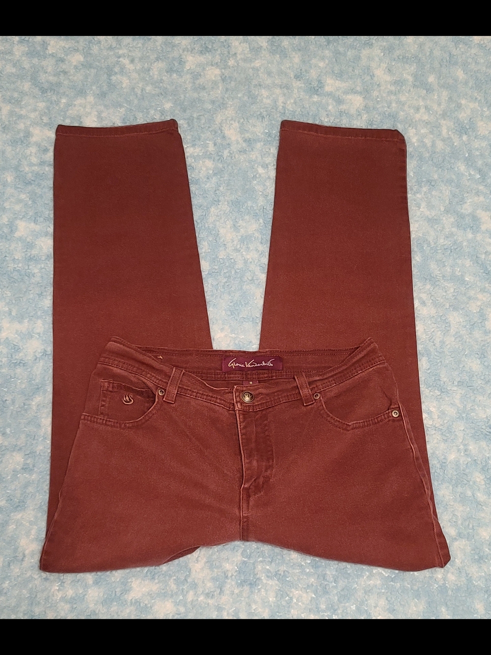 Gloria Vanderbilt Women's Sz 10S Straight Leg Jeans, Dark Red Rust/Brick Red
